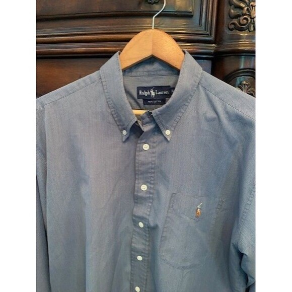 Ralph Lauren Shirt Mens XL Big Black/White Micro Check Vintage Old Money - Picture 1 of 14